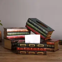 Vintage Book Shaped Tissue Case Box Container Home Car Tissue Box Storage Case Curved Patterns Paper Holder Box Table Decoration 1