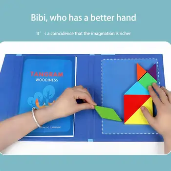 

2019 Toys For Children Wooden Magnetic Tangram Puzzle Travel Game Educational Book Kids Toys Funny Gifts Games For Kids