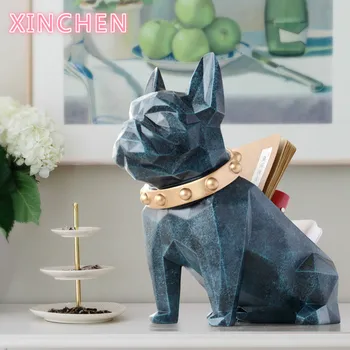 

Storage box for home decor office Mobile phone tools control organizer Resin Dog statue figurine for tabletop Desktop holder
