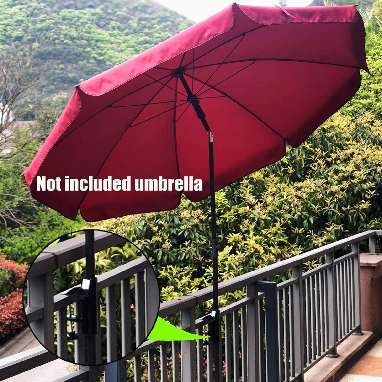 Fishing Chair Clamp Umbrella Mount Clip Beach Outdoor Fishing Chair  Umbrella Holder(1pcs, Black + Red)