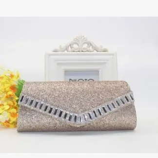 Gold party handbags Блестящий женский Вечерний Клатч со стразами роскошный женский дневной клатч; сумочка на цепочке Свадебная вечерняя сумочка Bolsa Mujer серебристый - Цвет: Gold party handbags