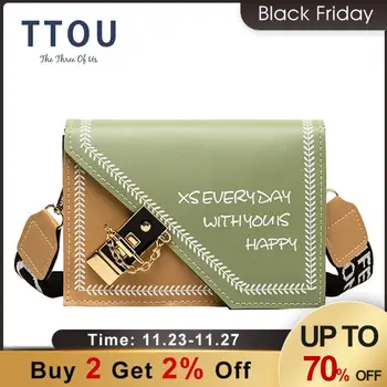 

TTOU Fashion Small Crossbody Bags for Women Mini PU Leather Shoulder Messenger Bag Bolsas Ladies Retro Flap Phone Purse