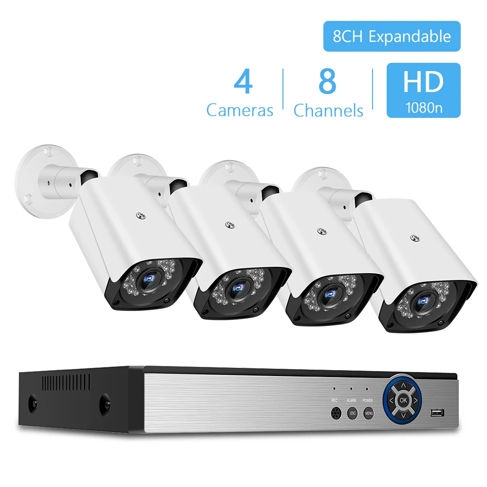 CVI TVI NVR HVR AHD 5-в-1 DVR 8CH CCTV Регистраторы+ 4 шт. видео, для наблюдения, безопасности, Камера видеонаблюдения Системы набор на открытом воздухе