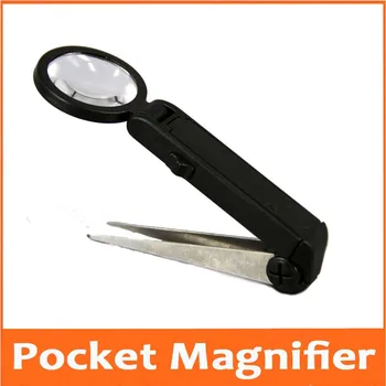 

10X LED light Foldable Eyebrow Tweezers Illuminated Magnifier LED Clip Magnifying Glass