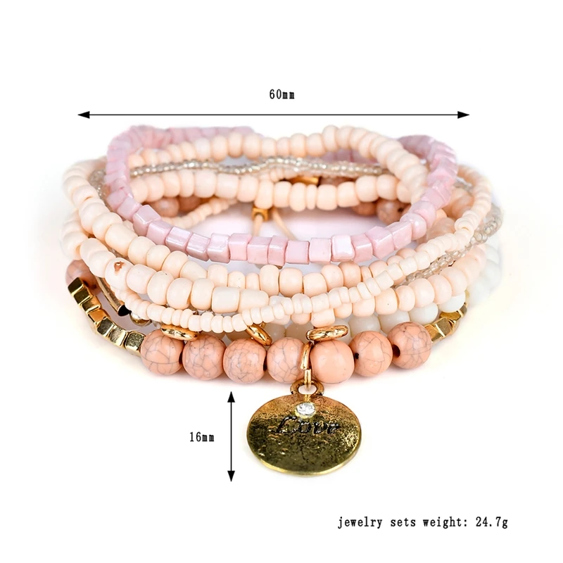 

Ethnic Style Beaded Bracelet Bohemia Multilayer Pendant Charm Fashion Women Gift U50C