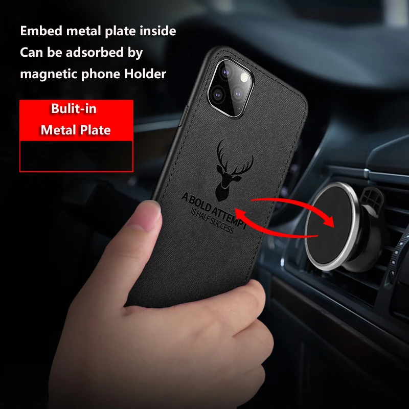 iphone 12 pro max cover Magnetic Cloth Texture Deer Case for iPhone 13 12 11 Pro XS MAX XR X 6 7 8 Plus Built-in Magnet Soft TPU Back Cover iphone 12 pro max case