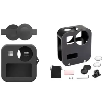 

Resistant Protective Cage Housing Shell Metal Case Frame with Silicone Case for GoPro MAX Dual Lens Caps Case Cover