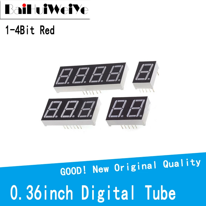 5PCS/LOT 0.36 Inch LED Display 7 Segment 1 Bit/2 Bit/3 Bit/4 Bit Digit Tube Red Common Cathode / Anode Digital 0.36 Inch Led 1 5pcs set 4 digit 0 56 inch white led display tube decimal 7 segments tm1637 module for arduino size30x14mm display for arduino