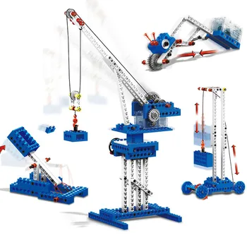 

STEM Toy Mechanical Gear Technic Building Blocks 4 In 1 Terminal Crane Set Educational Machinery Blocks Toys for Boys Kids