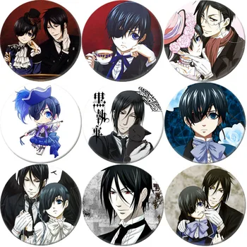 

2019 Cute Japanese Anime Black Butler Brooch Cosplay Badge Backpacks Button Clothes Women Xmas Gift HZS