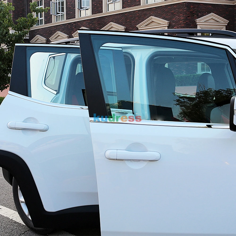 Для Jeep Renegade из нержавеющей стали молдинги боковое окно рельефная Накладка для отделки автомобиля декоративная рамка наклейки 20 штук