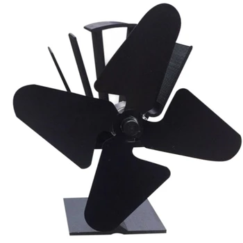

4 Blades Heat Powered Stove Fan Log Wood Burner Ecofan Quiet Black Home Fireplace Fan Efficient Heat DistributionNew Qgnv