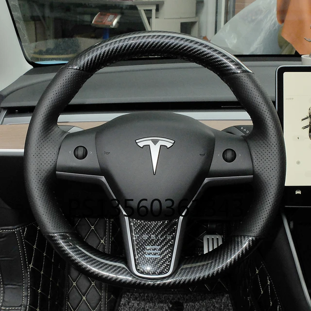 Housse de volant de voiture en cuir suédé véritable, noir, pour Tesla  modèle S modèle X - AliExpress