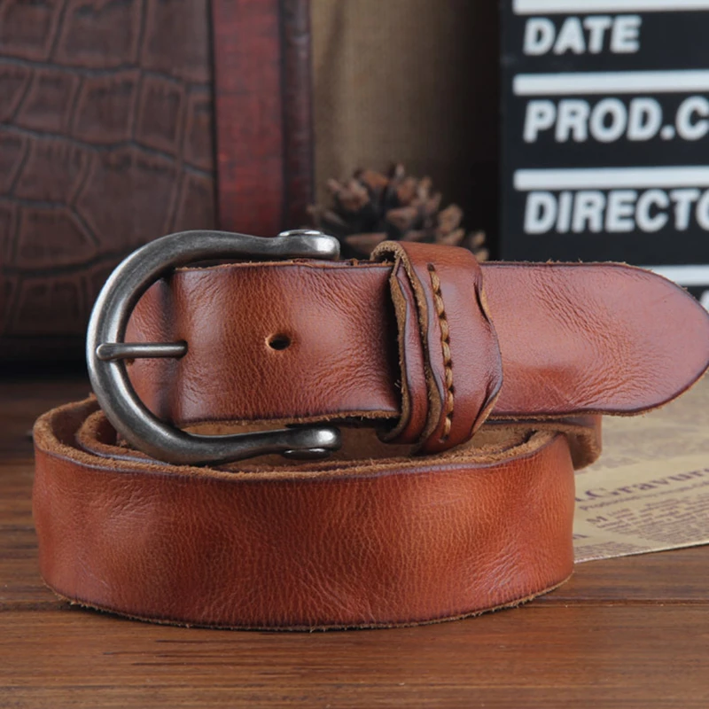 Belt Men's Top Cowhide Belt Classic Logo Luxury Casual Jeans Men Distressed Pin Buckle Wild Army Green Belt 3.8cm Ceinture Homme