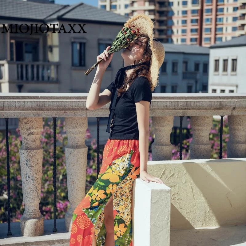 Шифоновая юбка MIOJIOTAXXFaldas Mujer Moda 2022 в богемном стиле тайский народный стиль пляжная