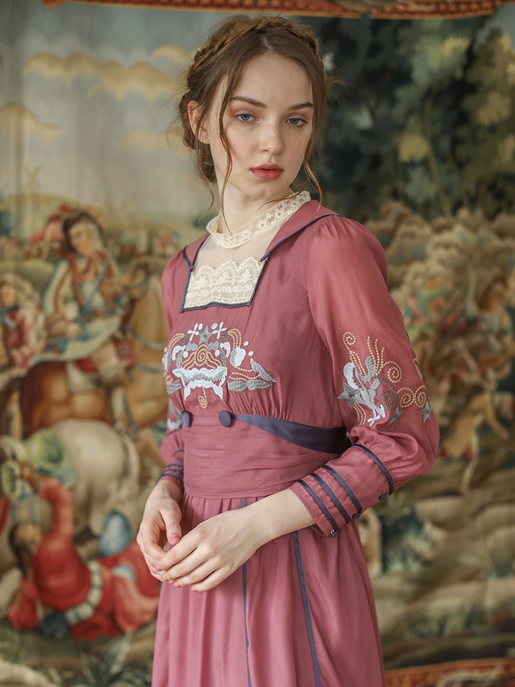 Women Dress Spring Autumn Vintage Eletgant Slim