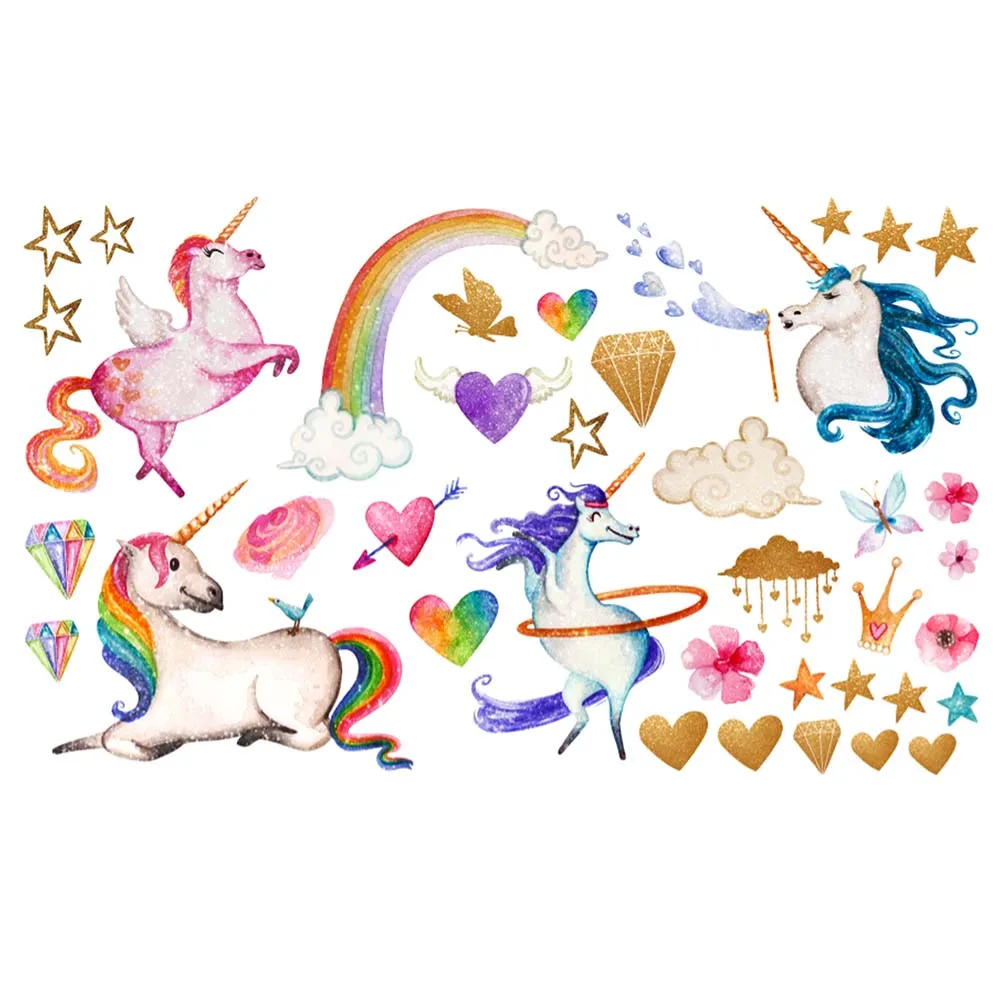 Wall Stickers Removable PVC Wallpaper for Kids Baby Room Decor Unicorn Sticker Wallpaper Home Decoration Christmas Gift HM0151