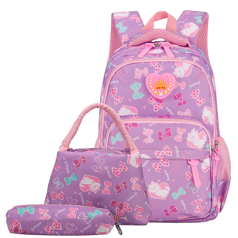 

Cross Border New Style Fashion Backpack Lightweight Waterproof Sweet Printed Three-piece Set 5-6 Grade Schoolbag for Elementary