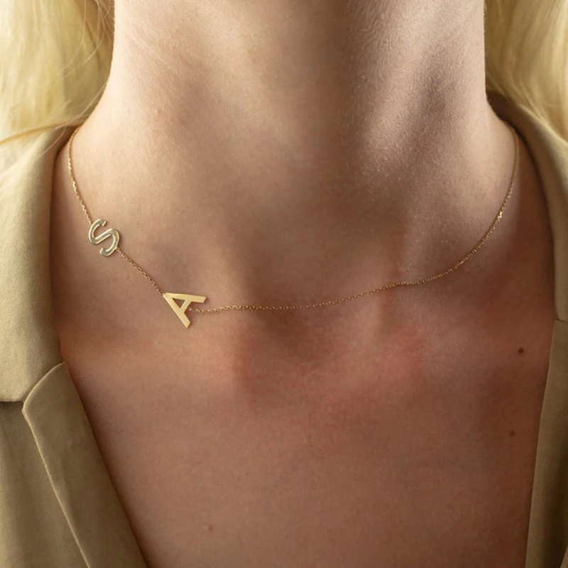 Personalized Sideway Initial Necklace 