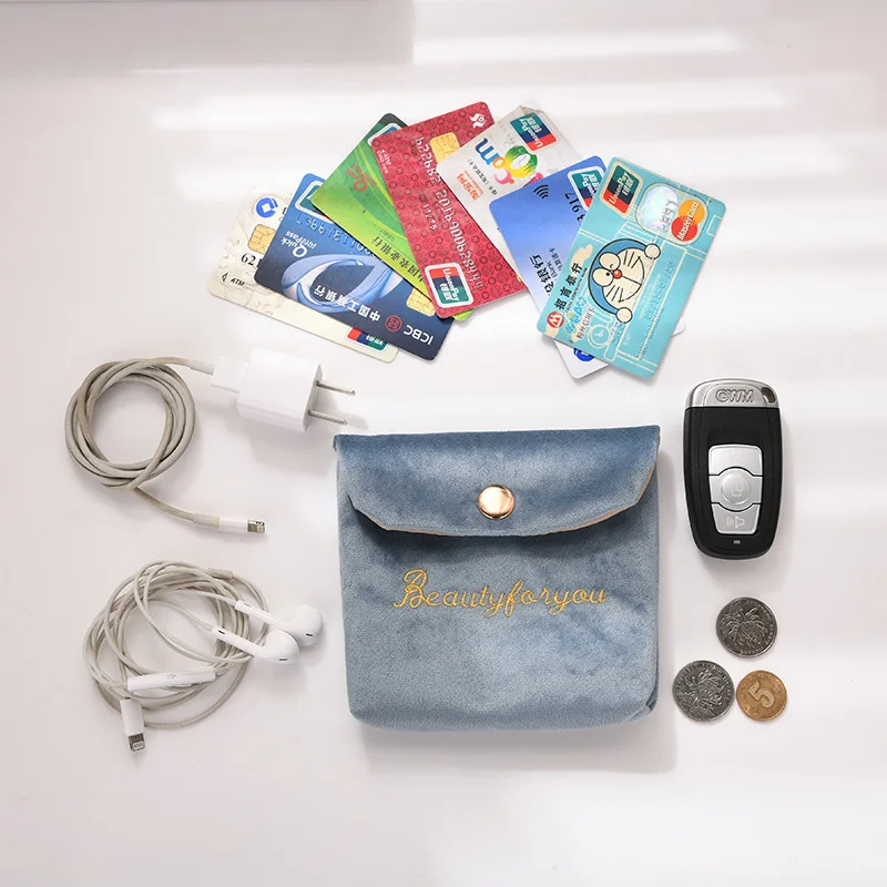 

Sanitary Pad Bags Napkin Portable Towel Storage Bag Velvet Credit Card Holder Coin Purse Organizer Headphone Case Tampons Packet