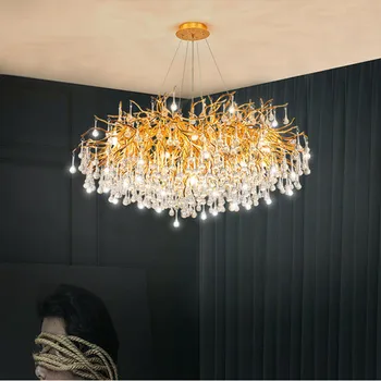 

crystal chandelier lighting Nordic LOFT Villa Large Luxury gold chandelier for Living Room Hotel Hall Art tree branch chandelier