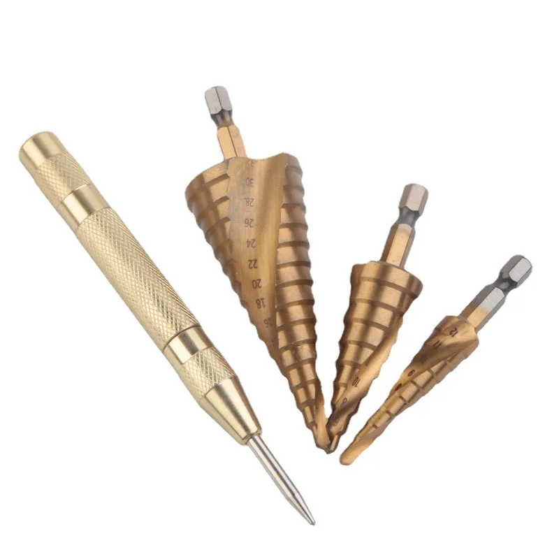 HSS Ladder drilling high speed steel straight groove titanium coated metal wood hole drilling tool  4-12mm  4-20mm 4-32mm