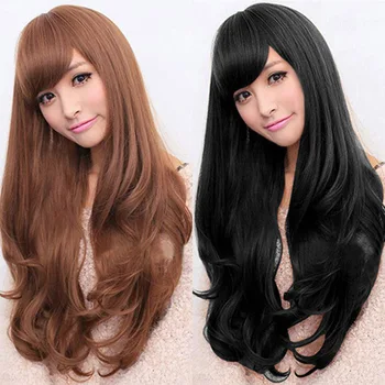 

Women Hair Long Synthetic Loose Wavy Heat Resistant Wigs Curly Strong beauty Fiber Cospaly Natural Wavy Wigs Fashion