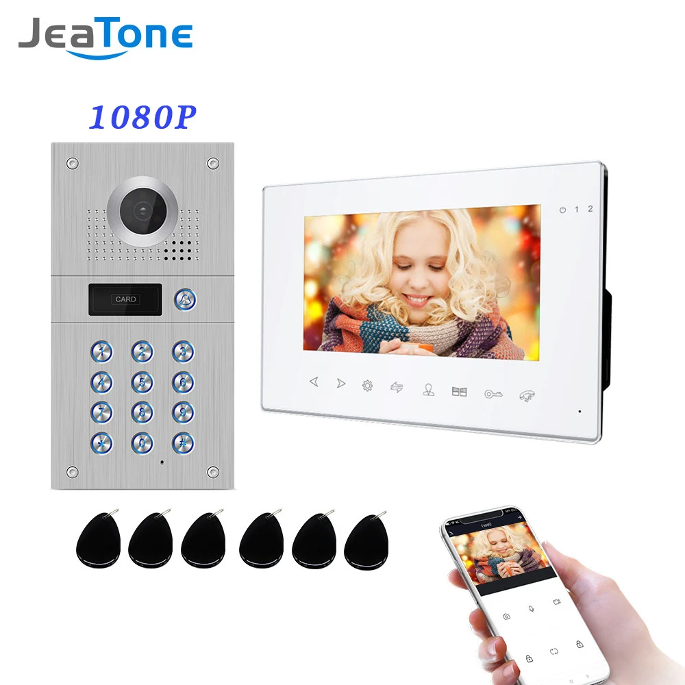 gate intercom with camera Jeatone 7 Inch Tuya Wireless Wifi 1080P Video Intercom for Home Video Doorbell Password Unlock AHD Screen Wifi Intercom System wireless video intercom system Door Intercom Systems