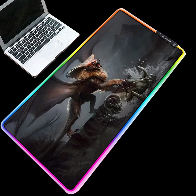 Mairuige Multicolor RGB Gaming Mouse Pad Cold Light LED Color Lock USB Bat and Lion Beast 1