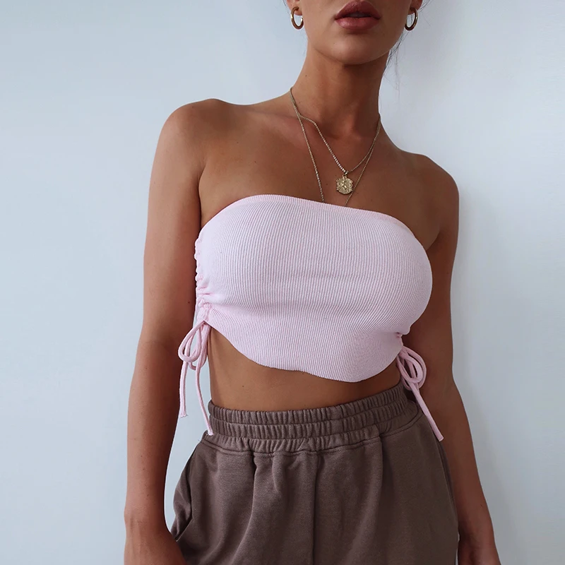 Womens Bralette Bow ties Off-shoulder Vest Tops Tank Tops Bras Bustier ruched Bowknot - Цвет: C