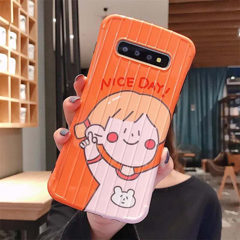 Чехол для samsung Galaxy S10 Plus S8 S9 с 3D рисунком из мультфильма Leuke Meisje Jongen для samsung Note 8 9 - Цвет: Оранжевый