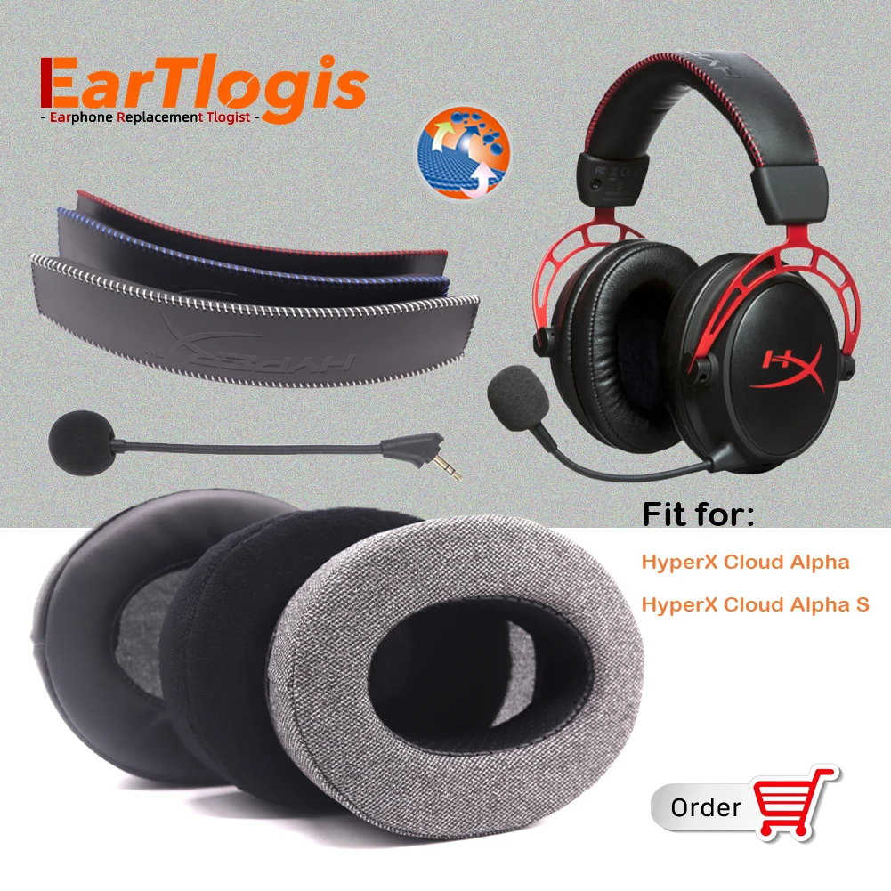 Eartlogis厚いの交換部品hyperxクラウド 4sヘッドセット耳パッドマイクバンパーマイクヘッドバンド耳あて Earphone Accessories Aliexpress