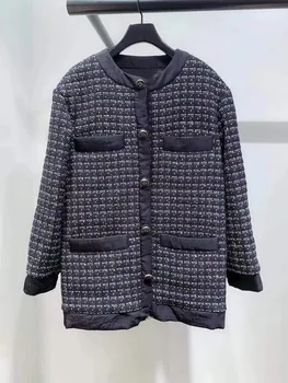

Sweet Small Xiang Style Zi Weaving Snap Button Lady Joker Coat Cotton-padded Jacket 93259
