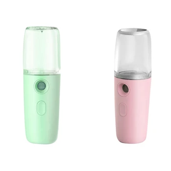 

2set Pink /Green USB Portable Nano Mist Sprayer Facial Body Nebulizer Steamer Moisturizing Skin Care Face Spray Device