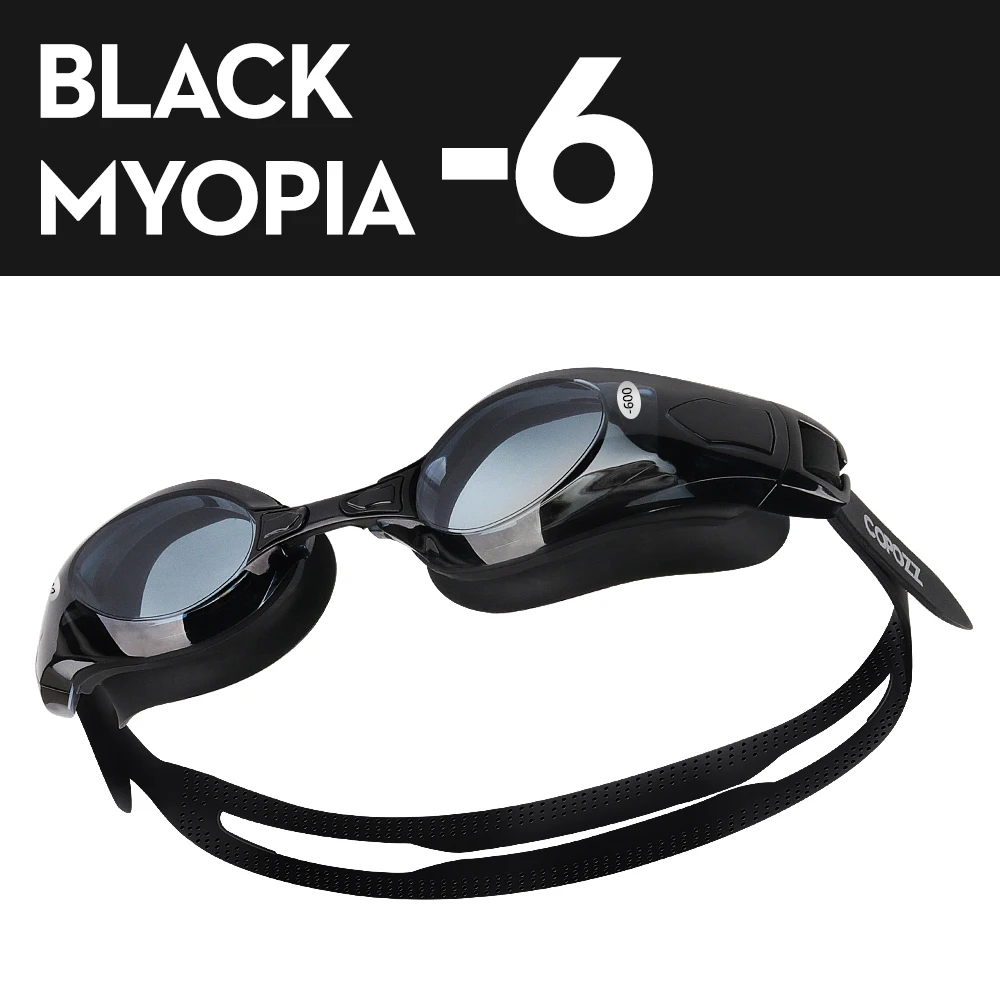 Myopia Black -6 COPOZZ очки для плавания близорукость 0-1,5 до-5 Поддержка анти-туман УФ Protecion очки для плавания диоптрий для взрослых мужчин женщин Zwembril - Цвет: Myopia Black -6