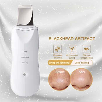 

Professional Ultrasonic Facial Skin Scrubber Ion Deep Face Cleaning Peeling Rechargeable Skin Care Device Beauty Instrument 42