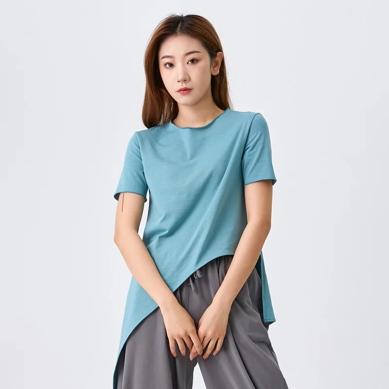 

Adult Cotton Belly Dance Asymmetric Hem T shirt Top T Shirt Yoga Tee Costume for Women Dancing Clothes Dancer Wear Clothing