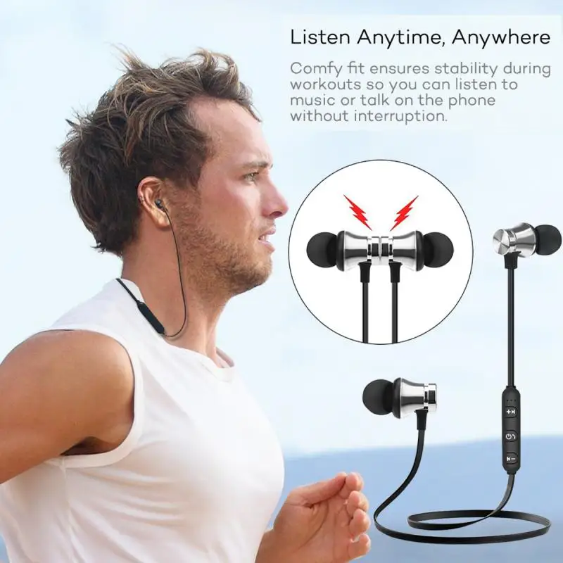 Magnetic Wireless Bluetooth-compatible Earphone XT11 Sport Running Headset For IPhone xiaomi Huawei Hands Free | Электроника