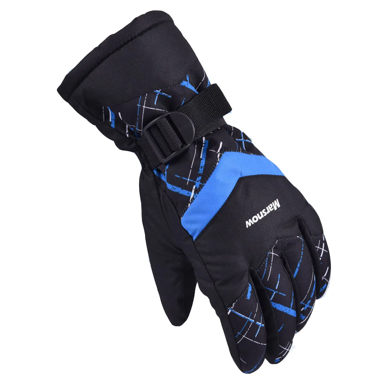 Men Black Blue Зимние теплые перчатки для катания на лыжах, перчатки с сенсорным экраном для холодной погоды, ветрозащитные противоскользящие спортивные перчатки для мужчин и женщин, для пешего туризма, альпинизма - Цвет: Men Black Blue