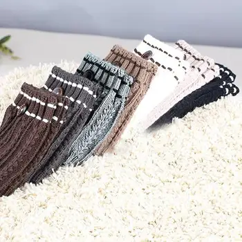 

Womens Winter Warm Crochet Knit Fur Trim Leg Warmers Cuffs Toppers Boot Socks Solid Color