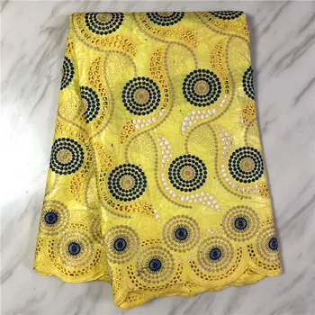 

New yellow African bazin riche fabric with brode Latest fashion stone embroidery bazin lace fabric 5 yards ! FP821