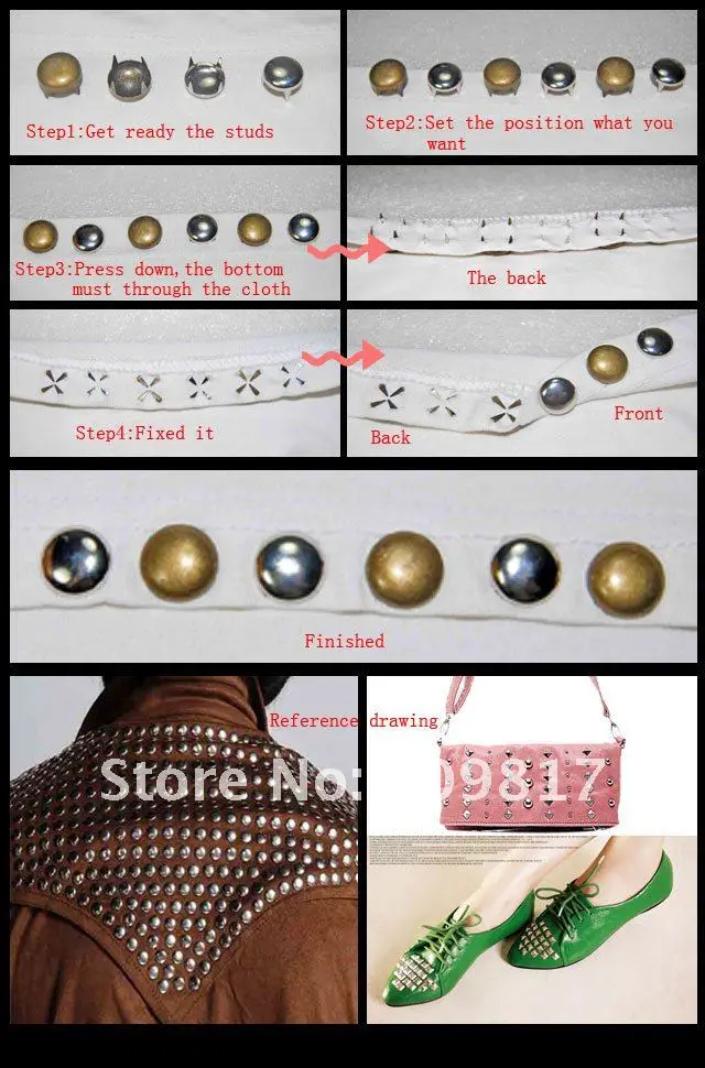 Claw Spike Rivet Studs Metal Rivets Metal Studs Leather Rivets 50pcs Bead Riveter For Bag Dog Collar Punk Rock Garment Cap Shoes DIY Leather Craft Accessory