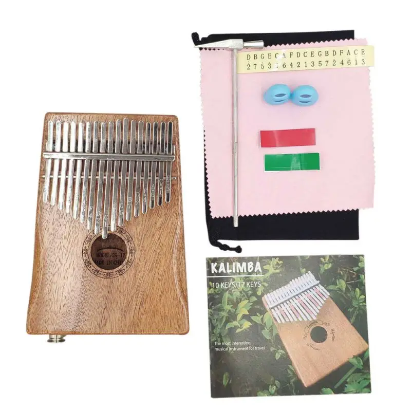 

17 Key Kalimba African solid Mahogany Thumb For Beginner Finger Piano 17 keys Solid Wooden Musical Instruments