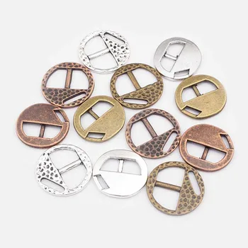 

20pcs Antique Bronze/Copper/Silver Color Hammered Buckle Round Clasps For 5mm 8mm Flat Leather Cord Bracelet Jewelry Findings