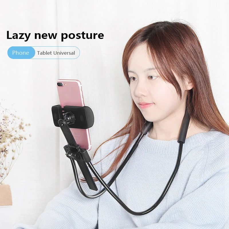 Lazy Hanging Mobile Cell Neck Phone Support Necklace Bracket 360 Degree Stand Mount Holder Stand For IPhone Xiaomi Samsung flexible phone holder