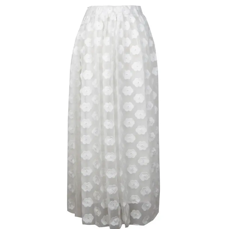 white GCC2302 XITAO высокая Талия Тонкий Кружева Mach юбка белая женская одежда Мода матч все трехмерное платье с вышивкой Новинка GCC2302 - Цвет: white GCC2302