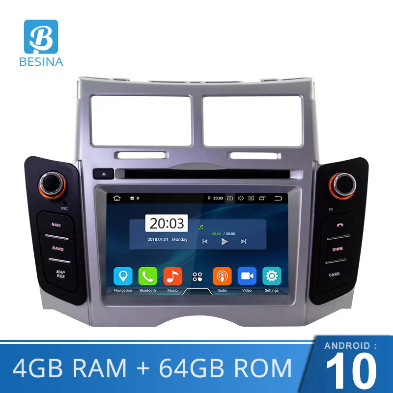 Автомобильный DVD-плеер Besina Android 10 0 для Toyota Yaris 2005-2011 мультимедиа GPS-навигация Wi-Fi 2 Din
