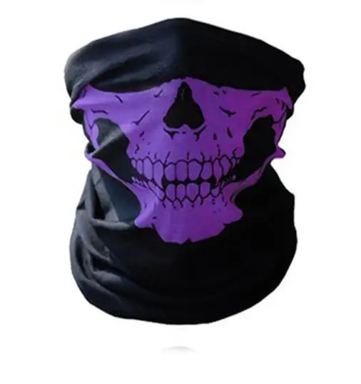 purple Мотоциклетная маска для лица шарф с черепом полумаска для лица Теплый для шеи реквизит для Хэллоуина Универсальный бесшовный Волшебный шарф - Цвет: purple