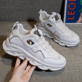 

Women Platform Sneakers 2020 Autumn Designers Chunky Lace Up Pink Casual Shoes Green Tenis Female Vulcanized Shoes Woman White