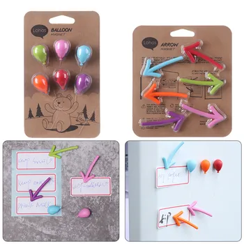 

6PCS Creative Fridge Magnet White board Accessaries Message Holder Arrow Balloon Succulent Bonsai Magnetic Stickers Home Decor